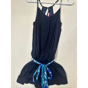 Lilly Pulitzer Dusk Navy Tie Waist Romper, Size XS, NWT